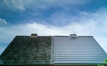 dak ontmossen voor en na Beersel