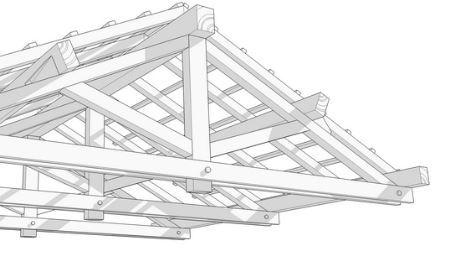Technisch schema van een traditionele dakconstructie.